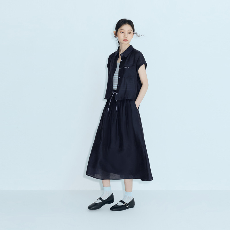 indicia标记2026夏季新款女装两件套衬衫半身裙套装女L2B6TZ082