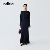 indicia标记商场同款 女藏青上衣半身裙两件套时尚 26春季 套装 新款