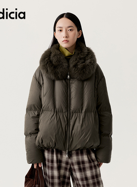 indicia标记商场同款25冬季新款女装短款羽绒服毛领外套L2D5YR278
