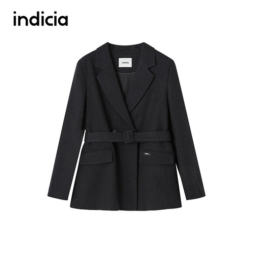 indicia标记商场同款羊毛灰色厚款西装外套秋冬女装F2D5XZ534C