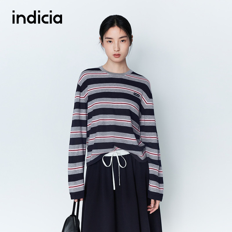 indicia标记商场同款26春季新款女装条纹针织衫上衣L2A6ZZ008