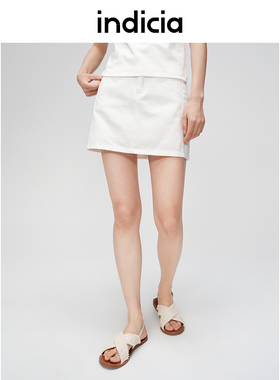 indicia标记商场女装夏季短裙牛仔白色半身裙女休闲6B405QZ286N-1