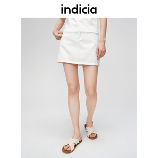 短裙牛仔白色半身裙女休闲6B405QZ286N indicia标记商场女装 夏季