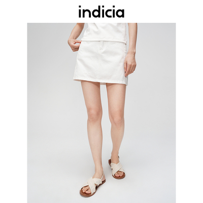 indicia标记商场女装夏季短裙牛仔白色半身裙女休闲6B405QZ286N-1