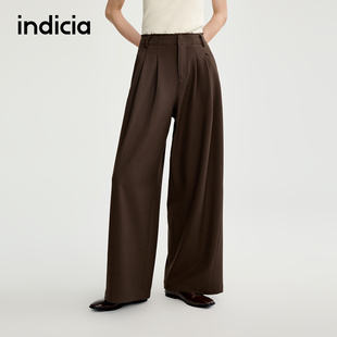 indicia标记25秋新款廓形纯色褶皱西装裤阔腿休闲裤L2C5KZ163