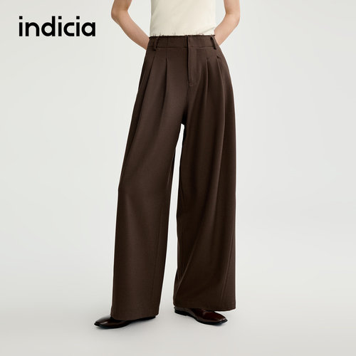 indicia标记25秋新款廓形纯色褶皱西装裤阔腿休闲裤L2C5KZ163