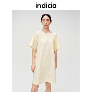 indicia标记女装夏商场同款极简纯棉连衣裙中长款裙子6B406LQ307F