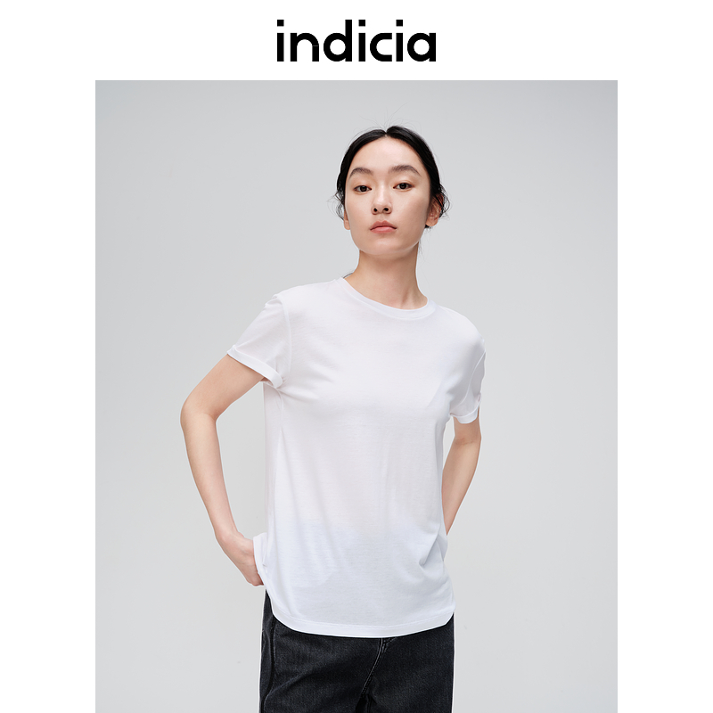 indicia标记商场同款24夏季新款天丝打底圆领短袖T恤6B404TX216C