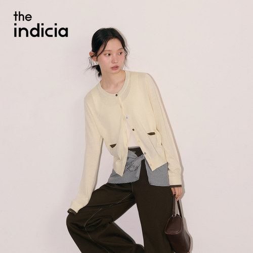 indicia标记商场同款2026秋季女装米黄色针织衫女开衫L2C6KS208Z