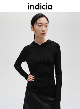 indicia标记商场同款秋冬款简约慵懒风连帽针织衫F2D4ZZ675F