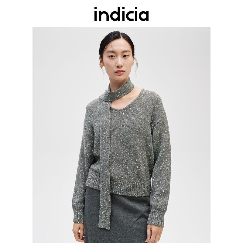 indicia标记商场同款24秋冬新款简约文艺风设计感毛衫F2D4MS722C