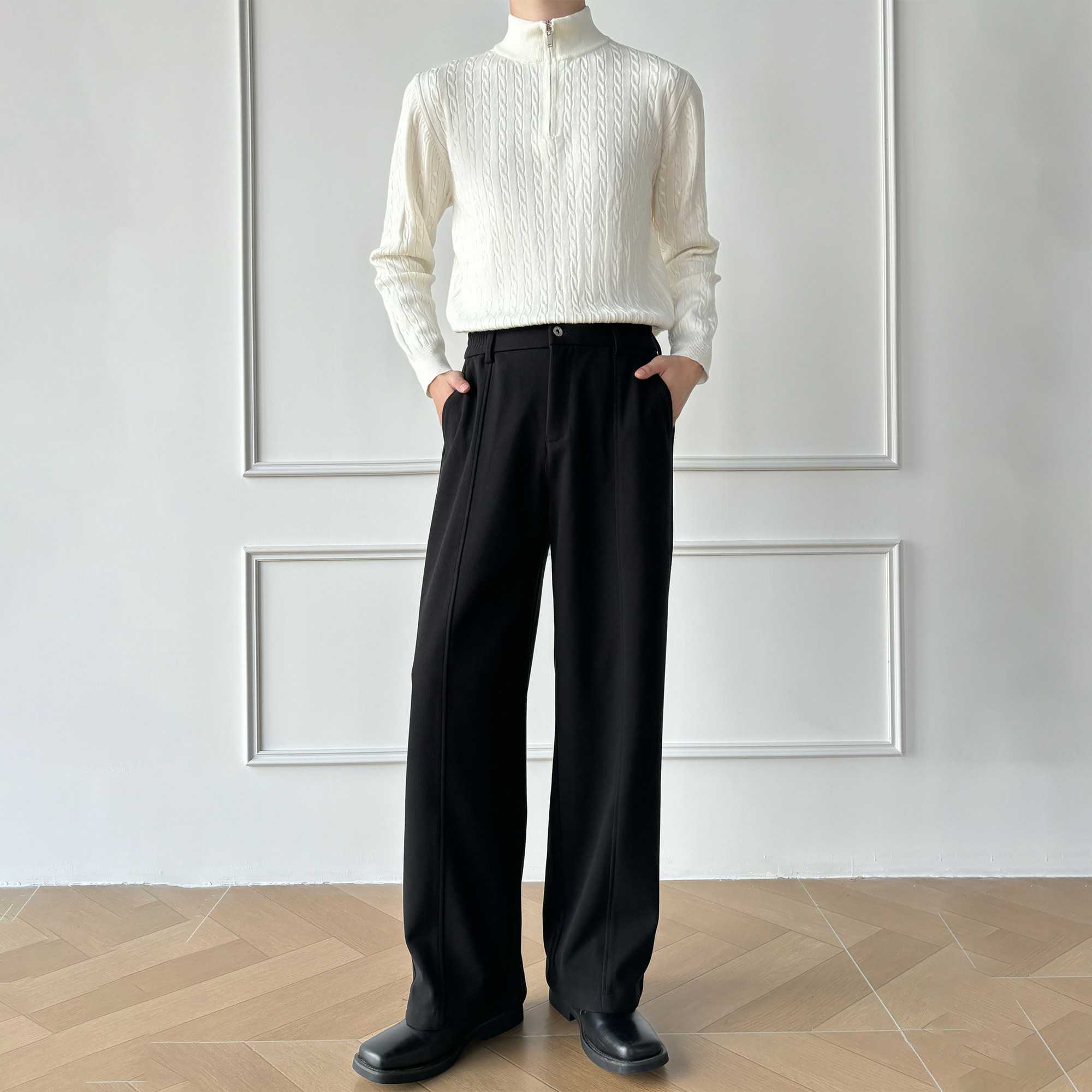 男笙【A字直筒毛呢西裤】冬季高品质加厚750g条纹毛呢西裤休闲裤,男装,休闲裤,淘宝优惠券,粉丝福利购,淘宝优惠卷