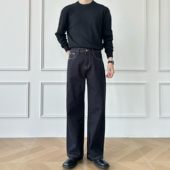 手缝针设计A字直筒宽松蓝色原牛14盎司cleanfit牛仔裤 男笙 秋冬季