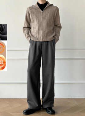 男笙【TR人字纹加绒A字直筒西裤】冬季高品质加厚1000g直筒西裤男