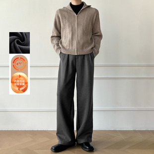 男笙【TR人字纹加绒A字直筒西裤】冬季高品质加厚1000g直筒西裤男