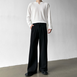 三本针压褶A字直筒阔腿宽松西裤 夏季 高品质TR色纺不掉色 男笙