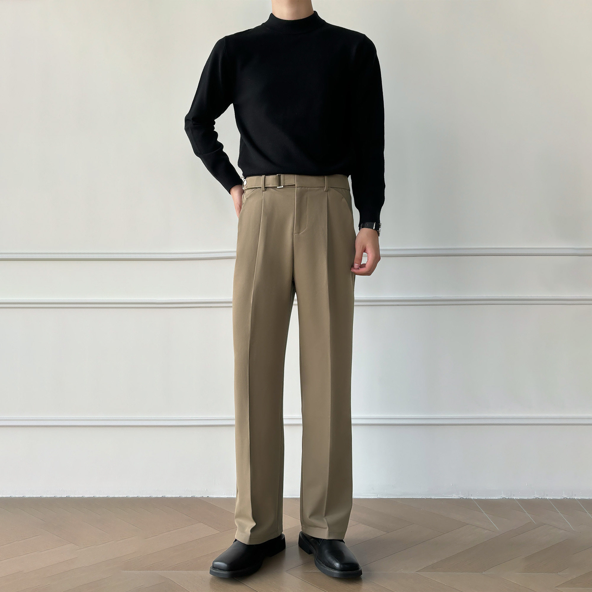 男笙 2026春季高品质那不勒斯高腰直筒宽松休闲西裤通勤西装裤