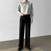 男笙 男 高品质TR色纺直筒宽松休闲西裤 三本针工艺直筒西裤 冬季