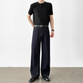 长裤 男笙 高品质直筒宽松原牛蓝色牛仔裤 春夏季 不掉色直筒原牛