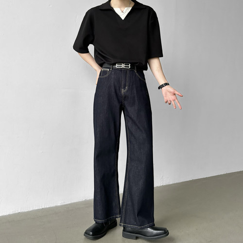 2026韩系春夏季原牛直筒牛仔裤男