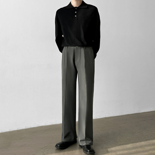裤 男笙 高品质TR色纺直筒宽松休闲西装 春季 三本针工艺直筒西裤