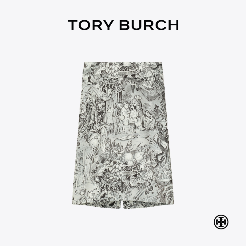 TORY BURCH 汤丽柏琦 印花开衩半身裙 173616