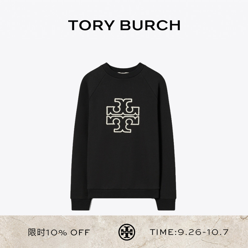 TORY BURCH 汤丽柏琦 双T LOGO圆领长袖卫衣 146188