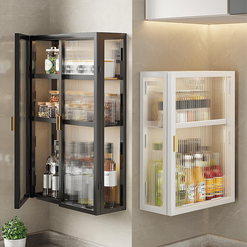 厨房置物架壁挂多层带门防尘收纳柜子多功能调料品墙上整体橱柜收,厨房/烹饪用具,厨房清洁/工具套装,淘宝优惠券,粉丝福利购,淘宝优惠卷