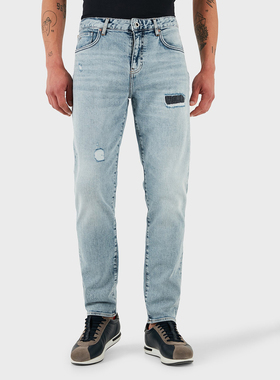 Armani/阿玛尼AX 男士做旧破洞水洗长裤牛仔裤 XM000049 AF13094