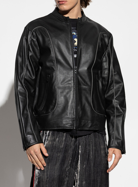 Diesel 迪赛 男士潮牌时尚简约真皮机车夹克皮衣外套A16866 0EPAU