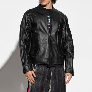 简约真皮机车夹克皮衣外套A16866 Diesel 潮牌时尚 男士 0EPAU 迪赛