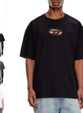 Diesel迪赛 男女款 男士时尚潮牌3D镂空宽松短袖T恤A15180 0NIAX