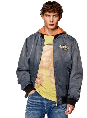 Diesel迪赛 男士时尚潮牌做旧宽松棒球领外套夹克 A12087 0QHAR