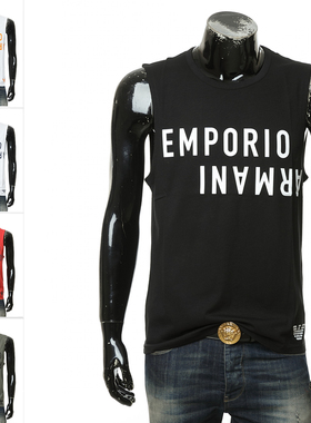 Armani/阿玛尼EA 男士鹰标时尚坎肩运动背心无袖T恤 211800 4R476