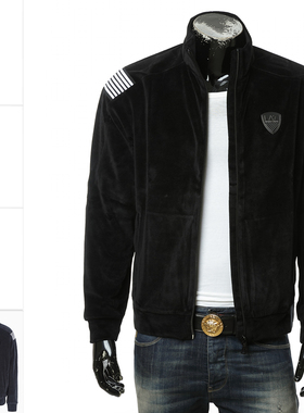 Armani/阿玛尼EA7 男士时尚丝绒保暖开衫外套卫衣 6DPM54 PJLXZ