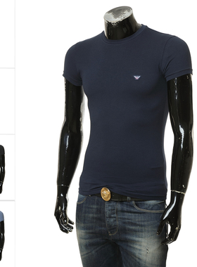 Armani/阿玛尼EA 男士渐变鹰标修身弹力短袖T恤 EM000375 AF10771