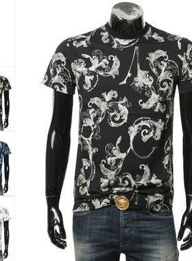 Versace/范思哲VJ 男士奢潮巴洛克印花短袖T恤 78GAH6S0 JS458