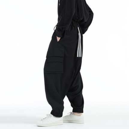 Y3 Y-3 海外直邮 男士时尚潮牌经典三杠宽松长裤休闲裤 JX7274