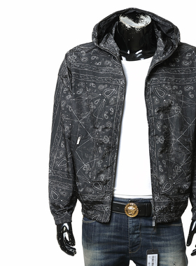 Armani/阿玛尼 AX 男士时尚潮印花连帽夹克外套 XM000408 AF15075