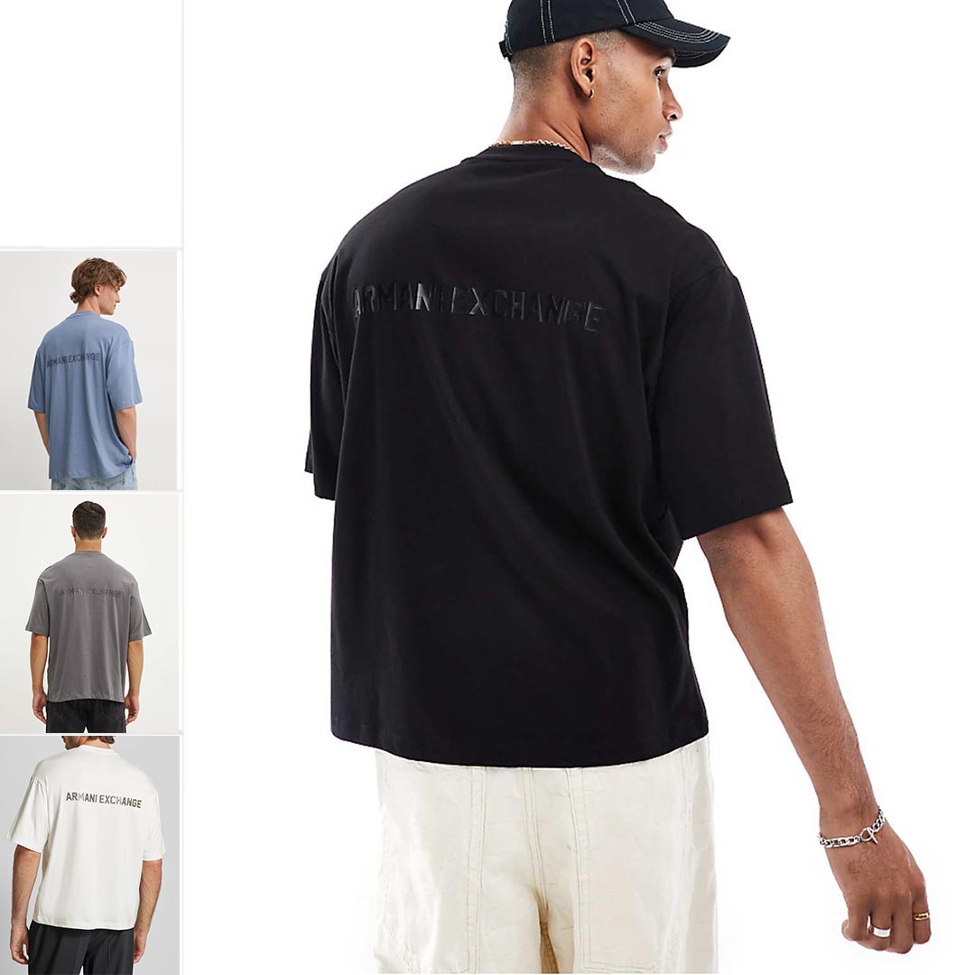 Armani/阿玛尼AX 男士时尚潮牌字母宽松纯棉短袖T恤6DZTLS ZJLFZ