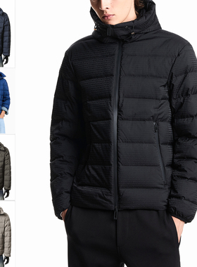 Armani/阿玛尼EA 男士老花鹰标保暖连帽羽绒服 EM003043 AF15384