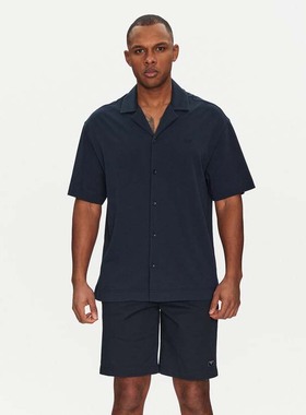 Armani/阿玛尼EA 男士刺绣鹰标休闲短袖衬衫 EM000593 AF14107