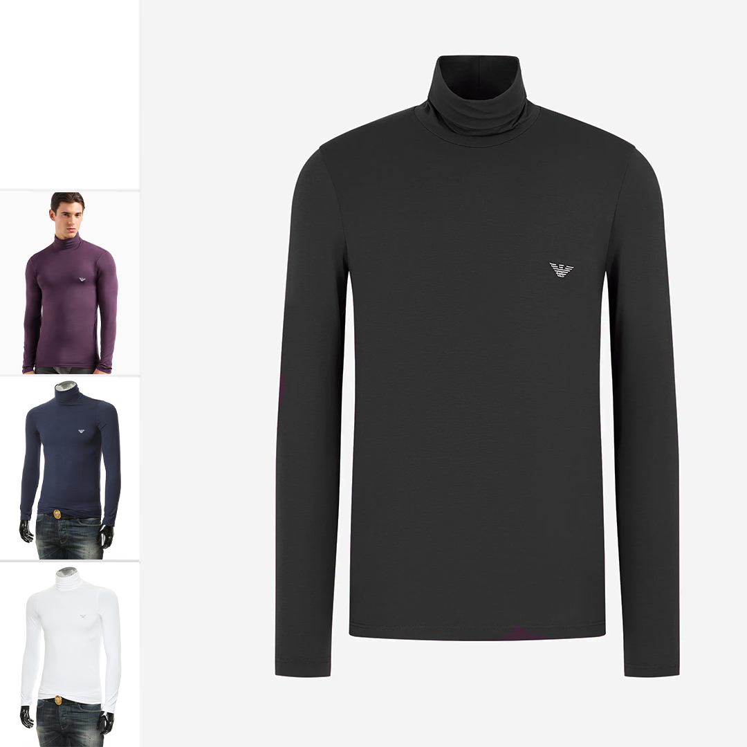 阿玛尼男士高领长袖T恤