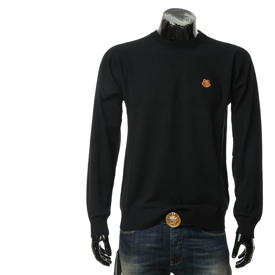 kenzo高田贤三 男士胸前logo小虎头保暖套头针织衫 fb55pu5803tb