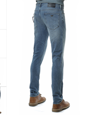 Armani/阿玛尼EA 男士鹰标修身小脚长裤牛仔裤 EM000121 AF14121