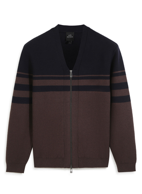 Armani/阿玛尼AX 男士时尚保暖拼色开衫毛衣 XM001333 AF16918