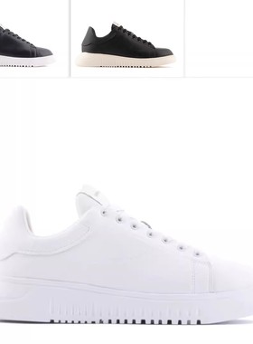 Armani/阿玛尼EA 男士厚底增高真皮小白鞋低帮休闲鞋X4X264 XF532