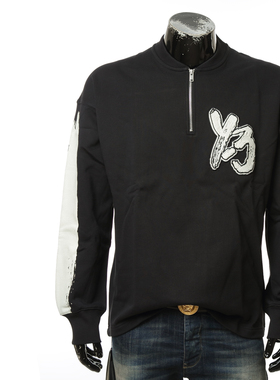 Y3 Y-3 潮牌印花运动休闲套头半拉链棒球领男士印花卫衣H44807