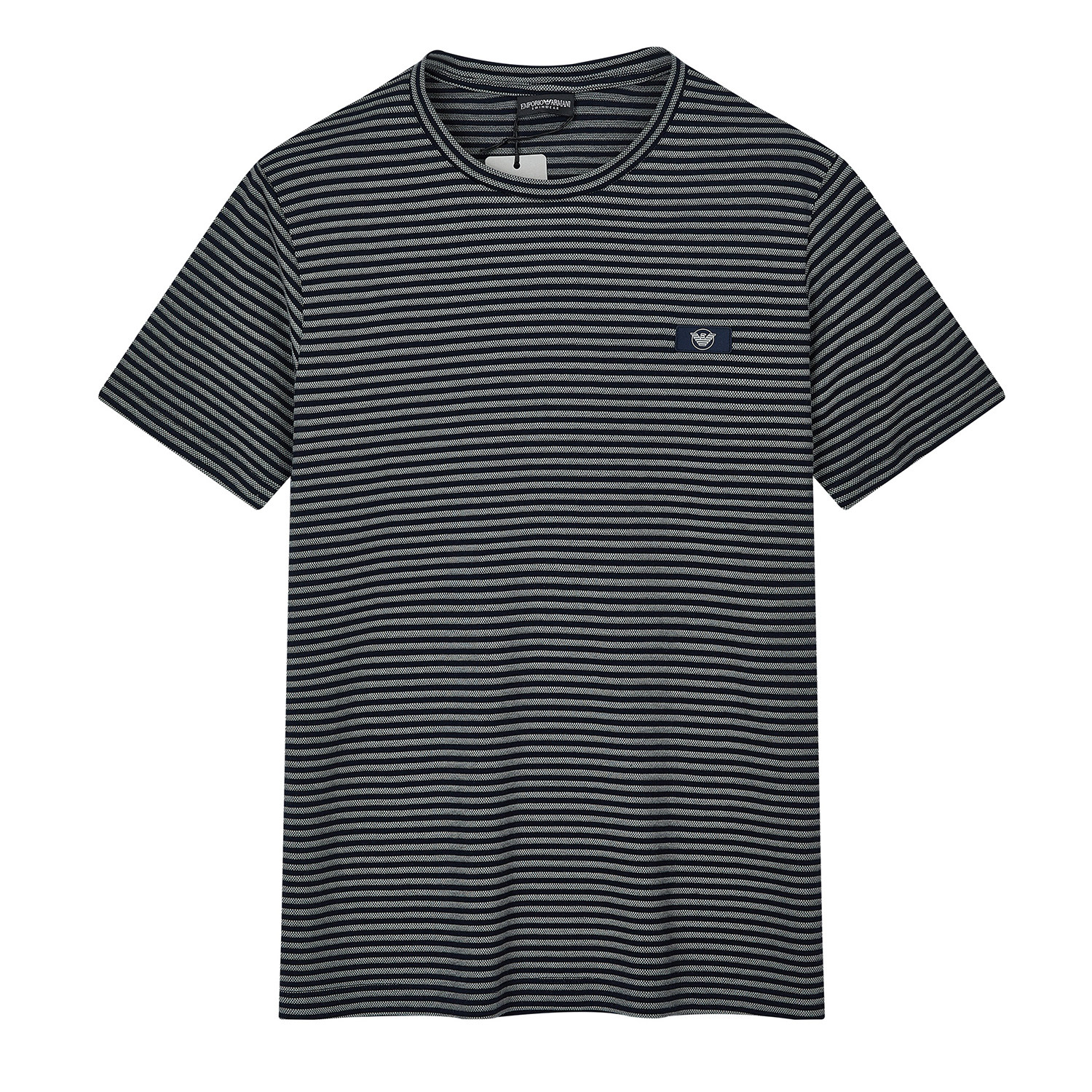 Armani/阿玛尼EA 男士时尚鹰标条纹圆领短袖T恤 EM000574 AF20452