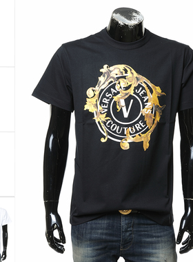 Versace/范思哲VJ 男士奢潮时尚休闲印花短袖T恤 79GAHE01 CJ00T